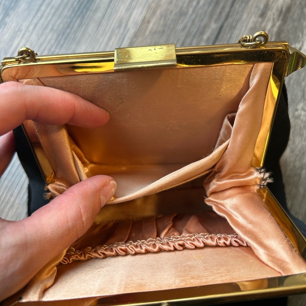 Rare Vintage 1950s Edwards Bag, Convertible Gold and Black Evening Purse - Picture 9 of 16